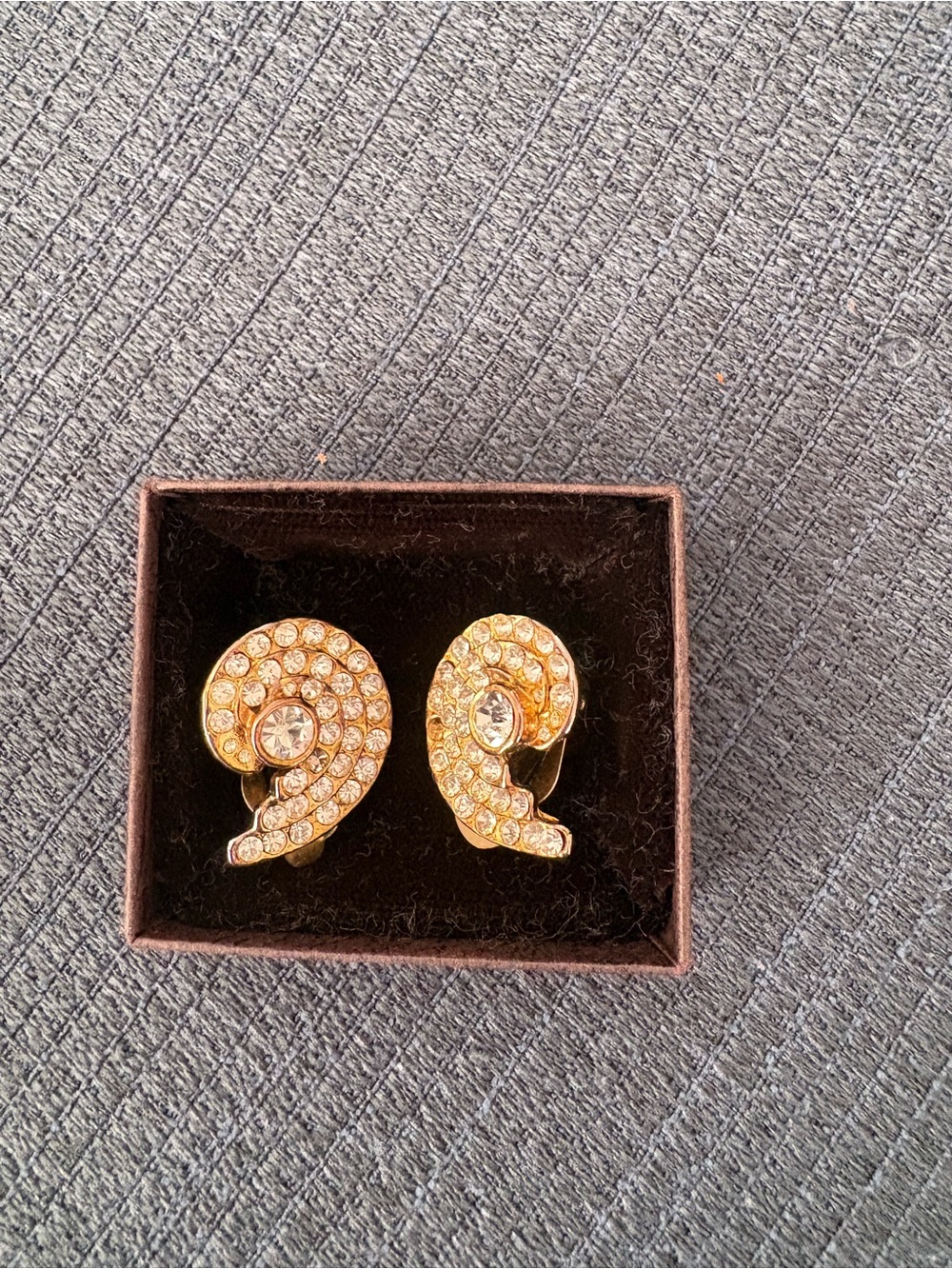 Gold Crystal Swirl Clip-On Earrings - Elegant Women's Jewelry